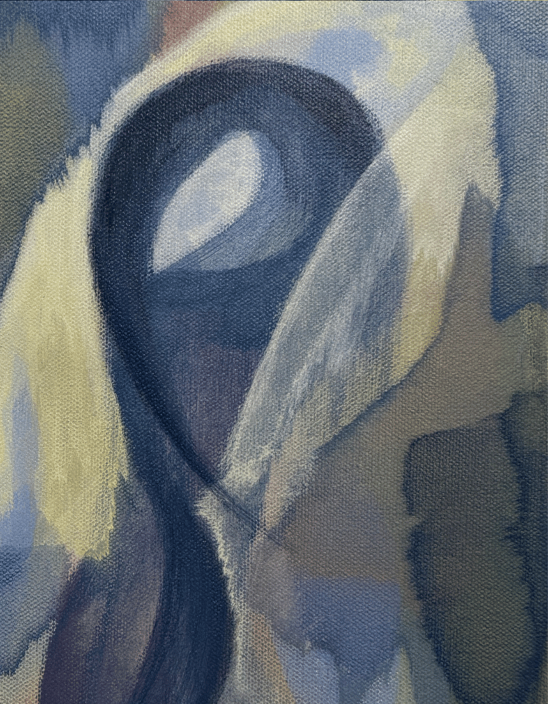 Abstract art with blue, white, and gray colors