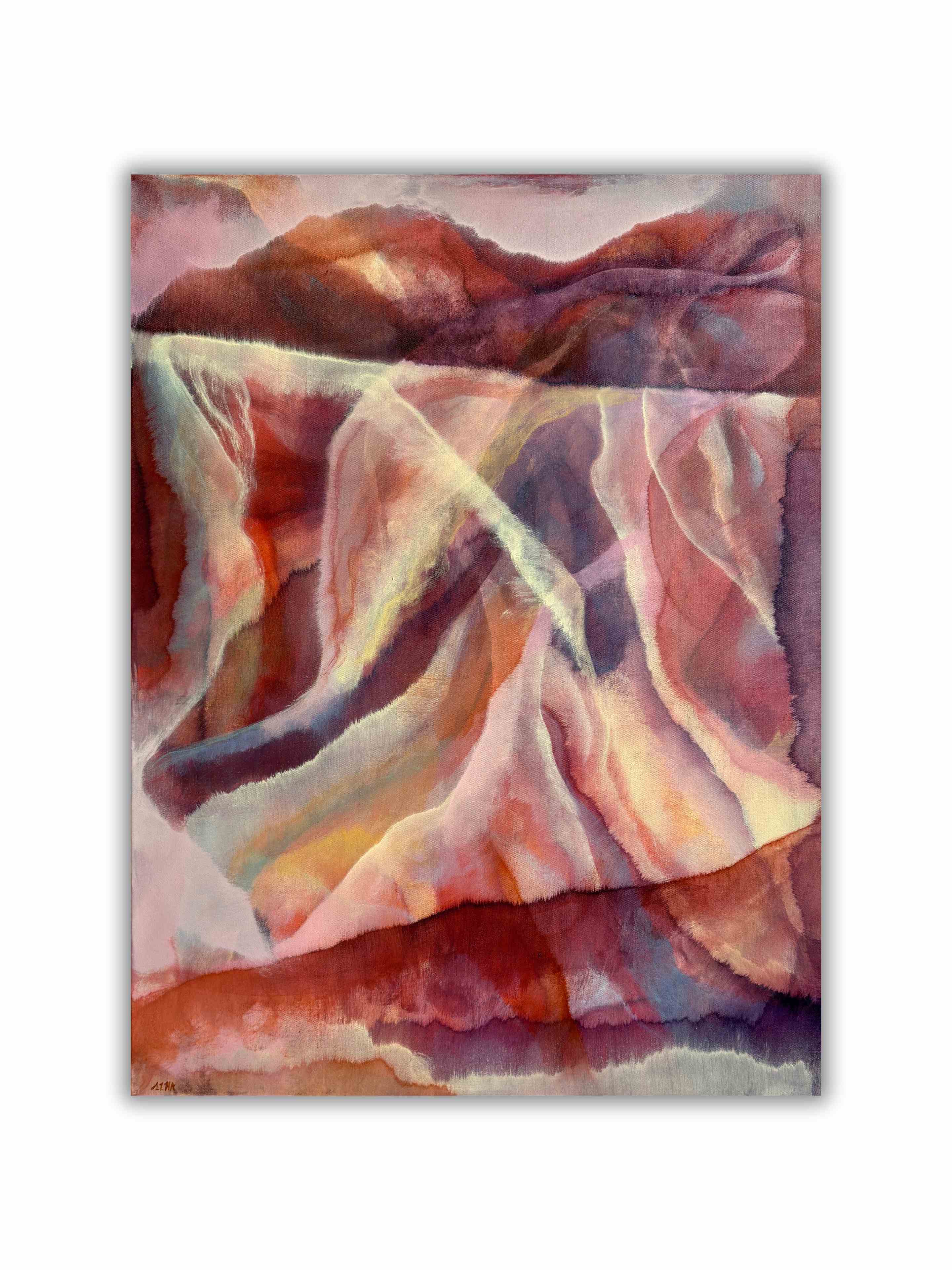 Colorful painting with abstract patterns on a white background